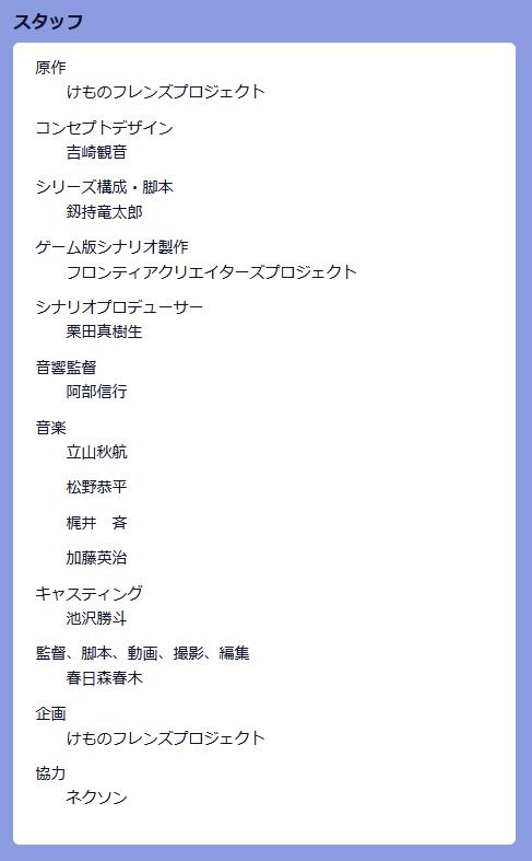 けもフレ2 あにてれのようこそジャパリパークから細谷pの名前と プロデューサー の項目そのものが消滅する 慌ててメンテして修正 あにまんch